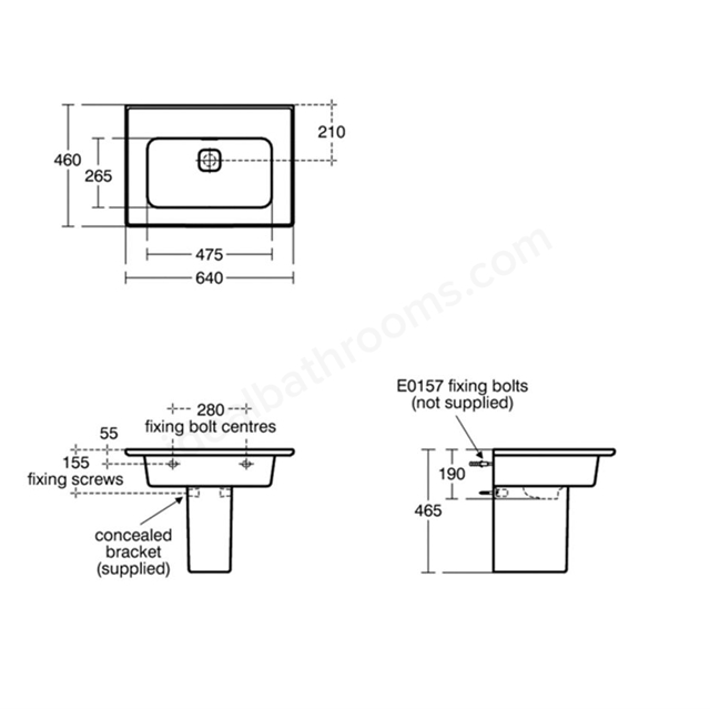 Ideal Standard Retail Strada II 600mm Vanity Basin; 0 Tap Holes & Clicker Waste - White