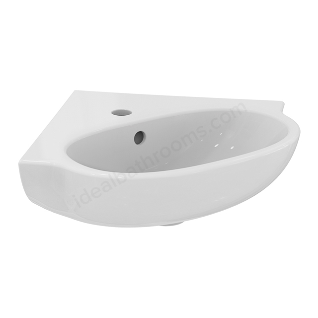 Ideal Standard Tesi 450mm Corner Basin; 1 Tap Hole - White