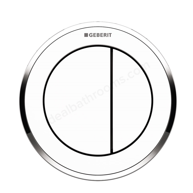 Geberit TYPE10 Dual Flush Button; for Concealed Cisterns 120mm & 150mm; for Solid & Dry Walls; White/Gloss Chrome/White