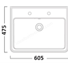 Tavistock Marston 600mm 2 Tap Hole Basin