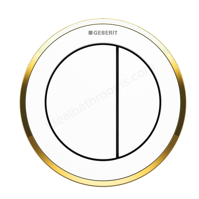 Geberit TYPE10 Dual Flush Button; for Concealed Cisterns 120mm & 150mm; for Solid & Dry Walls; White/Gold/White