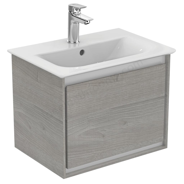 Ideal Standard Connect Air 500mm Wall Hung Vanity Unit Only; 1 Drawer - Light Grey Wood/Matt White