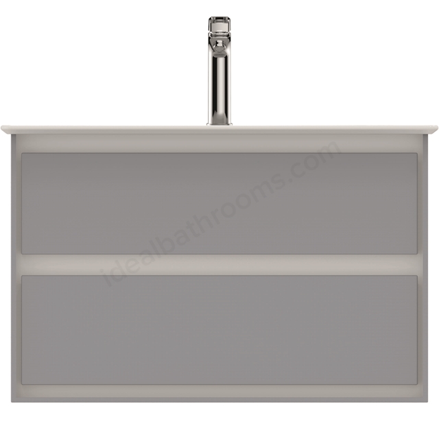 Ideal Standard Connect Air 800mm Wall Hung Vanity Unit Only; 2 Drawers - Gloss Grey/ Matt White