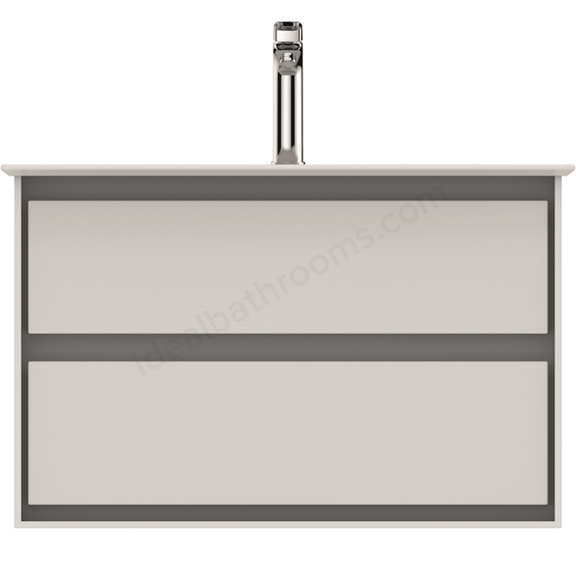Ideal Standard Connect Air 800mm Wall Hung Vanity Unit Only; 2 Drawers - Gloss White/Matt Grey