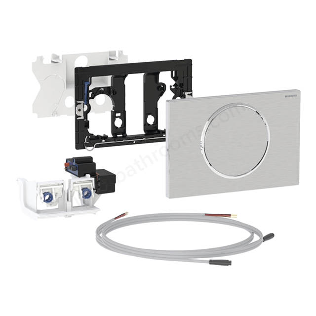 Geberit Sigma10 Mains Powered Single Flush Plate for Pull-Down Rail - Stainless Steel