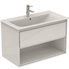 Ideal Standard Connect Air 800mm Wall Hung Vanity Unit Only; 1 Drawer + Open Shelf - Gloss White / Matt White