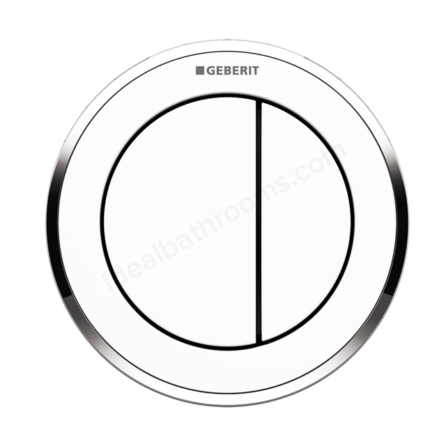 Geberit TYPE10 Dual Flush Button; for Concealed Cisterns 80mm; for Solid & Dry Walls; White/Gloss Chrome/White