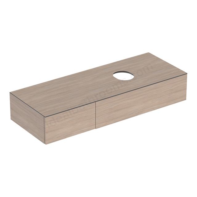 Geberit VariForm Cabinet for Lay-On Basin, Two Drawers, 1350mmW, Oak