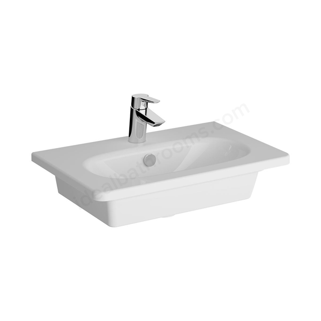 VitrA Zentrum 600mm x 385mm 1 Tap Hole Vanity Basin w/ Overflow Hole - White