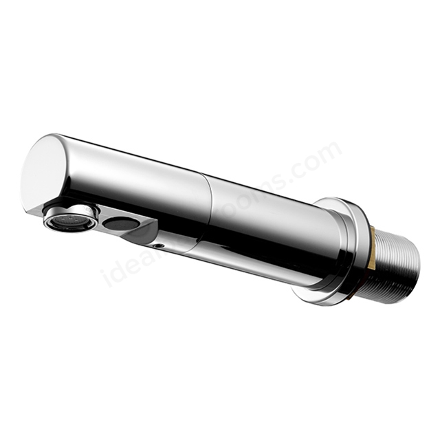Armitage Shanks Sensorflow 21 Compact Tubular Panel Mounted 150mm Projection Spout, Anti-Splash Or Anti-Vandal Laminar Flow Outlet, Integral Sensor And Copper Tube Inlets, Battery Powered