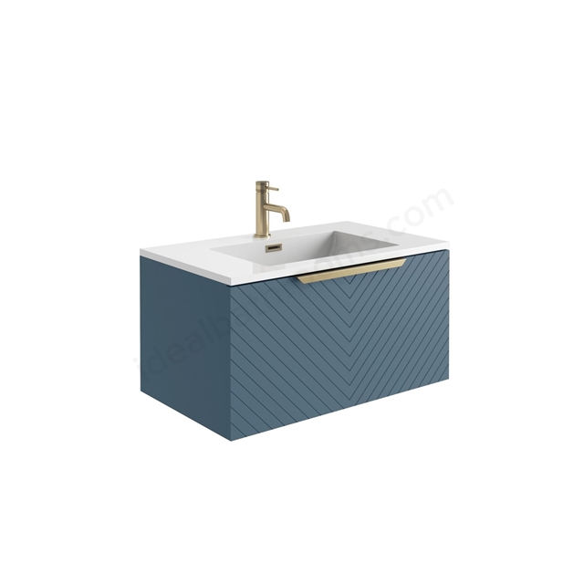 Scudo Chevron 790mm x 475mm x 397mm Wall Mounted Vanity Unit - Blue