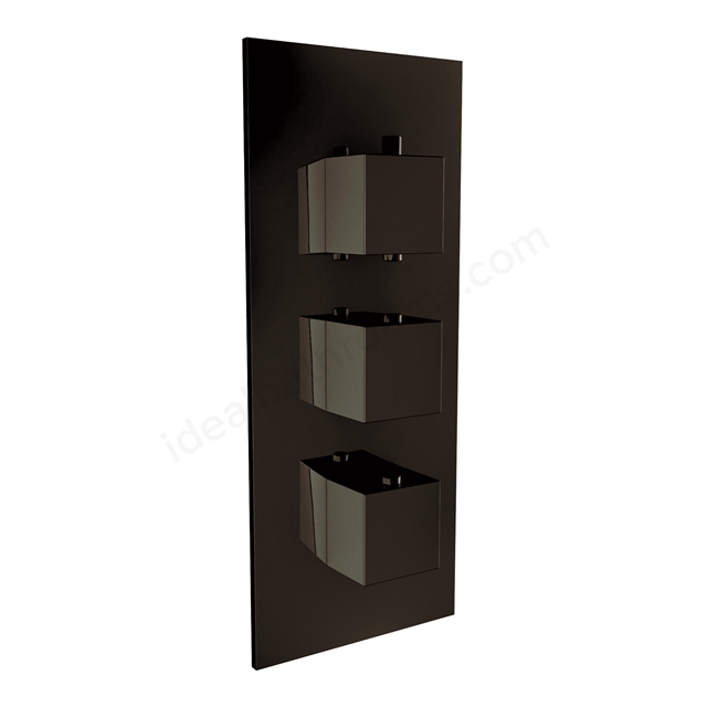 Scudo Mono Square Handled Triple Handle; 2 outlet Concealed Shower Valve - Black
