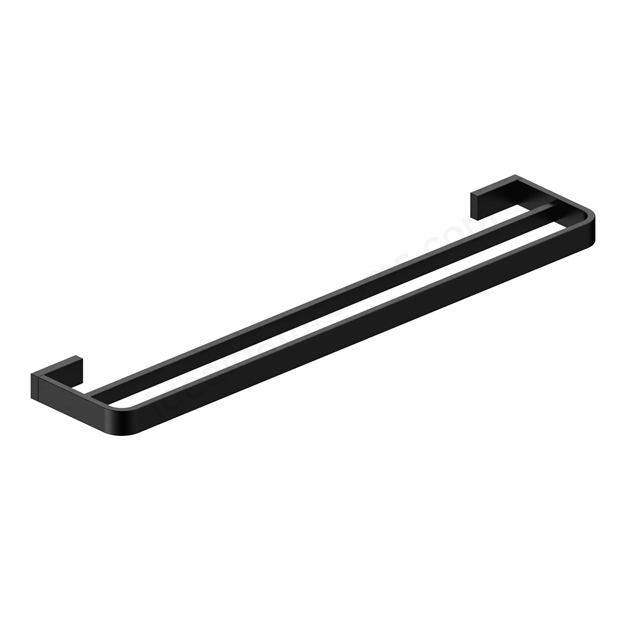 Scudo Mono Wall Mounted Double Towel Rail - Black