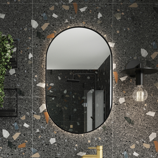 Scudo Aubrey 500mm x 800mm Square LED Mirror - Black