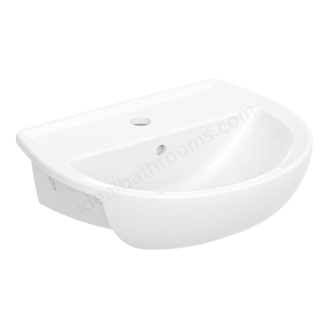 Twyford Alcona 450mmW Semi-Recessed Basin, 1 Tap Hole