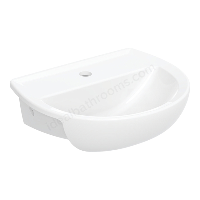 Twyford Alcona 450mmW Semi-Recessed Basin, 1 Tap Hole, No Overflow