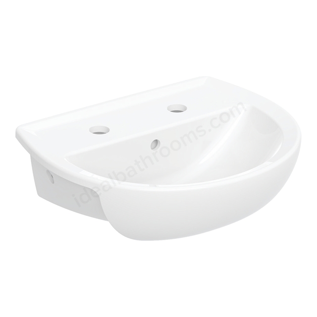 Twyford Alcona 450mmW Semi-Recessed Basin, 2 Tap Holes