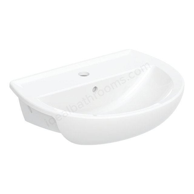 Twyford Alcona 500mmW Semi-Recessed Basin, 1 Tap Hole 