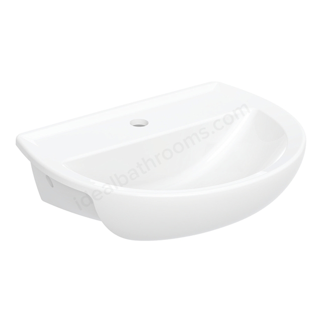 Twyford Alcona 500mmW Semi-Recessed Basin, 1 Tap Hole, No Overflow