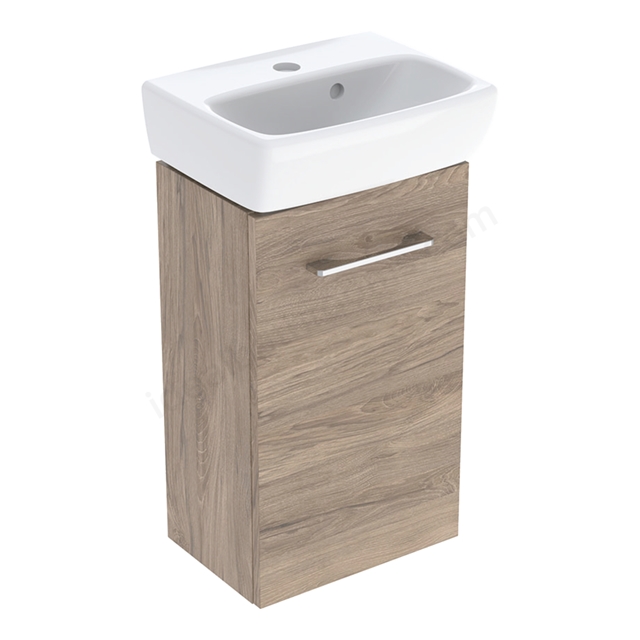 Geberit Selnova Square Basin & Cabinet Set 360 x 652mm, One Door - Hickory