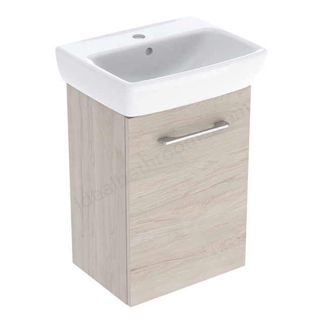 Geberit Selnova Square Basin & Cabinet Set 450 x 650mm, One Door - Light Hickory
