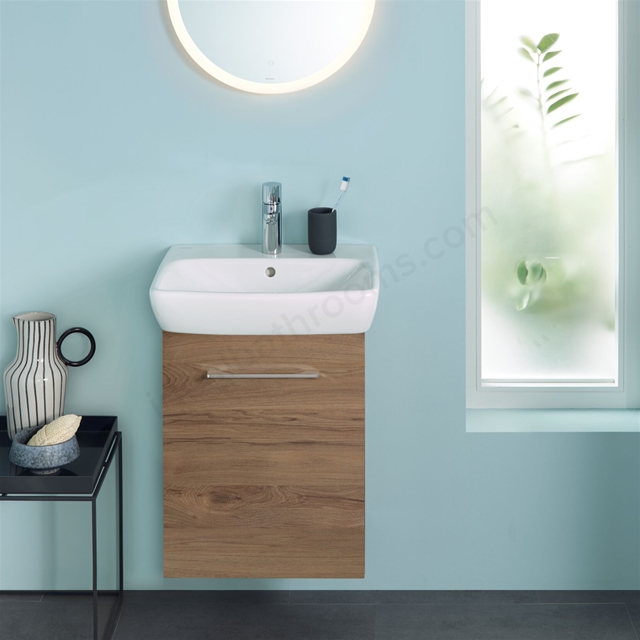 Geberit Selnova Square Basin & Cabinet Set 500 x 650mm, One Door - Hickory