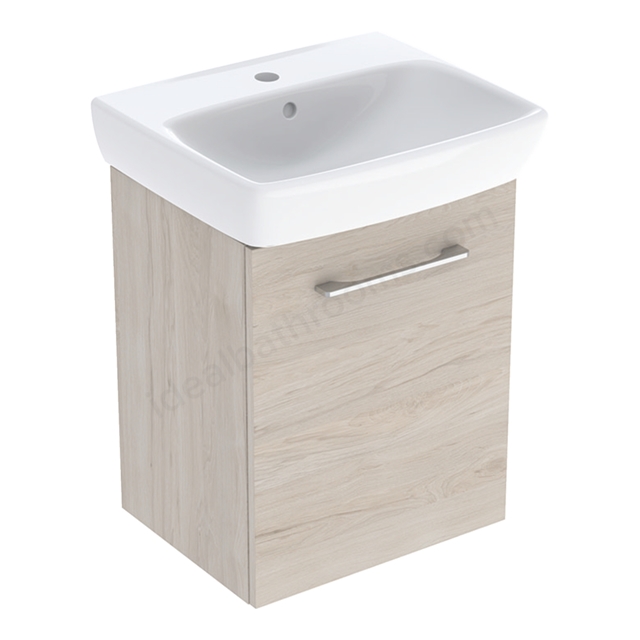 Geberit Selnova Square Basin & Cabinet Set 500 x 650mm, One Door - Light Hickory