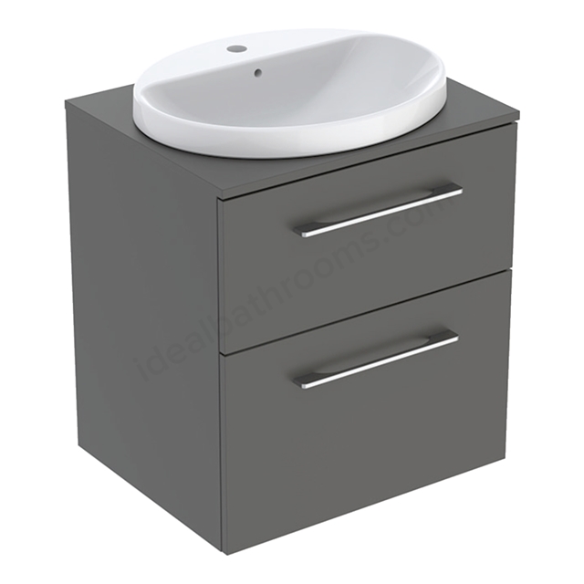 Geberit Selnova Square Countertop Basin & Cabinet Set 600 x 703mm, Two Drawers - Lava