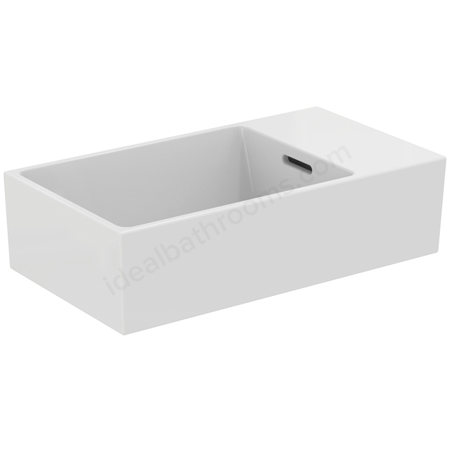 Atelier Extra 45cm no taphole guest washbasin with overflow; right hand; ground; white
