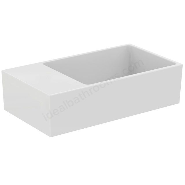 Atelier Extra 45cm no taphole guest washbasin with overflow; left hand; white