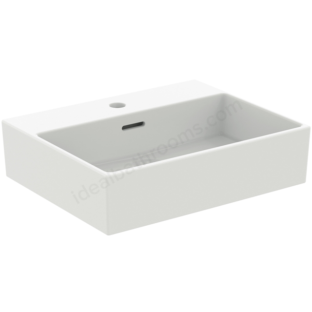 Atelier Extra 50cm 1 taphole rectangular vessel washbasin with overflow; silk white