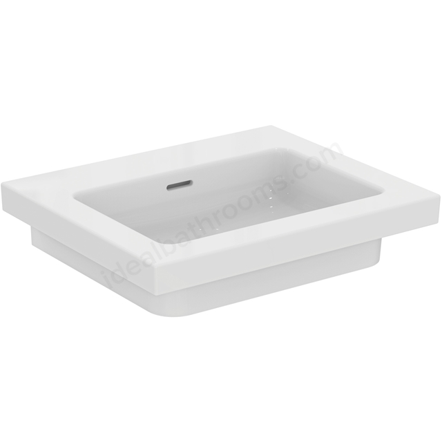 Atelier Extra 60cm vanity washbasin; no taphole with overflow; white