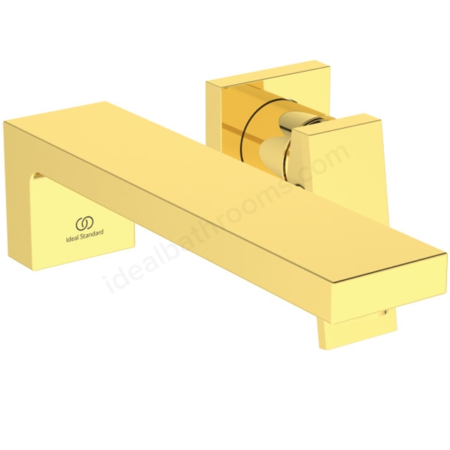 Atelier Extra single lever wall mounted basin mixer with 230mm spout; brushed gold