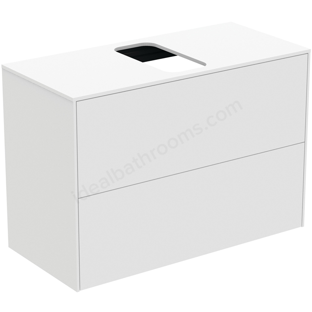 Atelier Conca 80cm wall hung short projection washbasin unit with 2 drawers; centre cutout; matt white