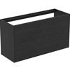 Atelier Conca 100cm wall hung short projection washbasin unit with 1 external drawer & 1 internal drawer; no worktop; smoked oak