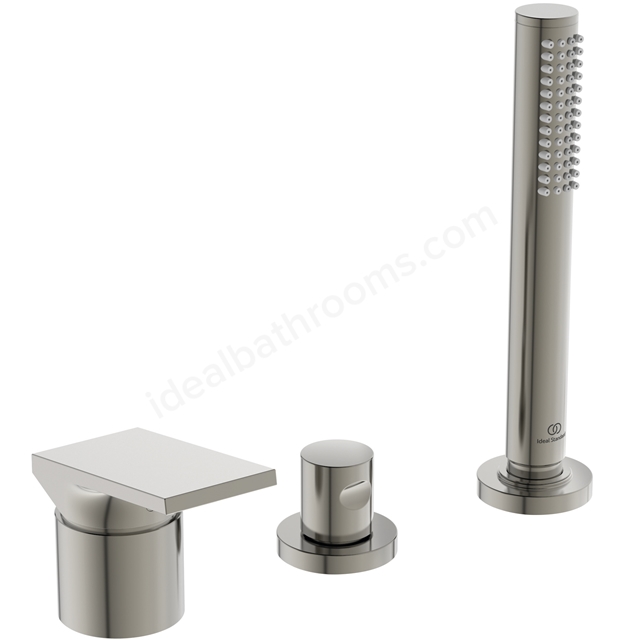 Atelier extra 3 hole bath shower mixer silver storm