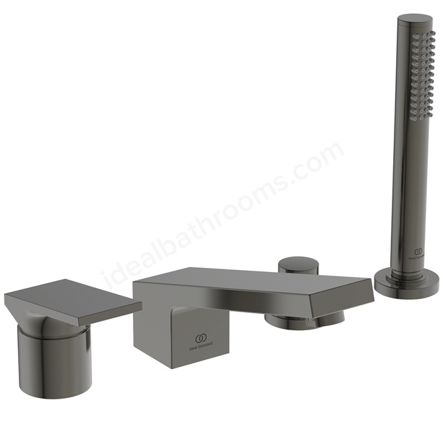 Atelier extra 4 hole bath shower mixer with shower set; magnetic grey