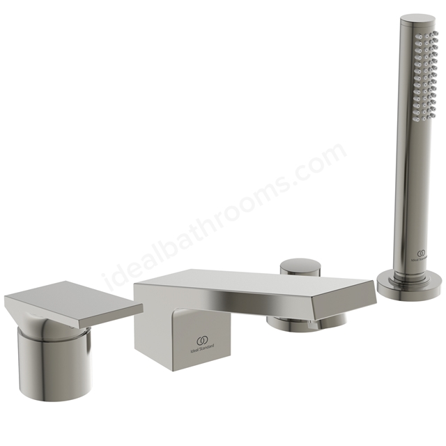 Atelier extra 4 hole bath shower mixer with shower set; Silver Storm
