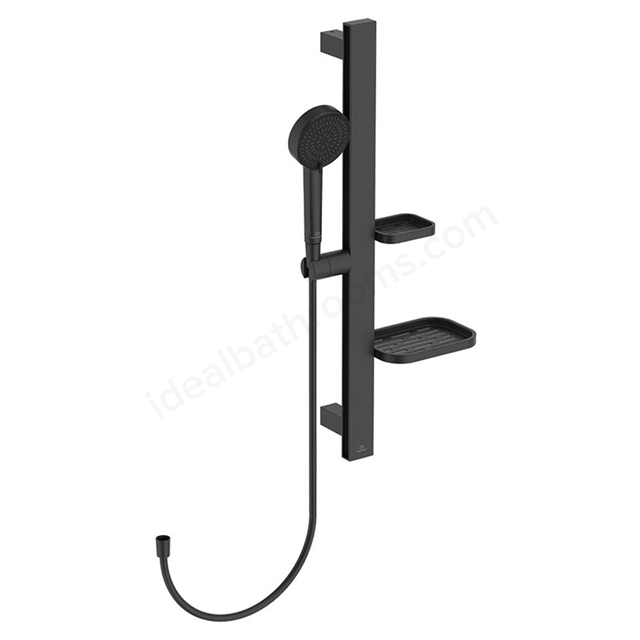 Ideal Standard Idealrain ALU+ Shower Set 600 mm rail; 2 function spray and shelves; Silk Black