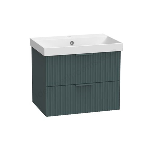 Tavistock Cadence Fluted 600 Wall Mounted Vanity Unit - Viridian Green