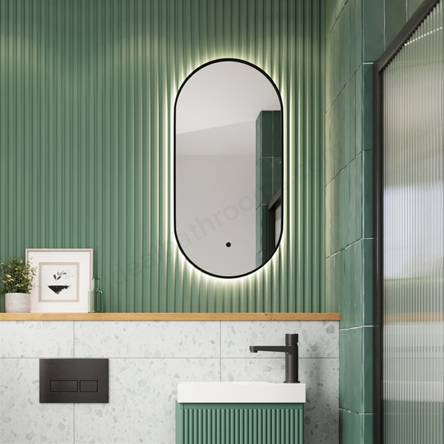 Scudo Aubrey LED Cloakroom Mirror 400x800 Matt Black