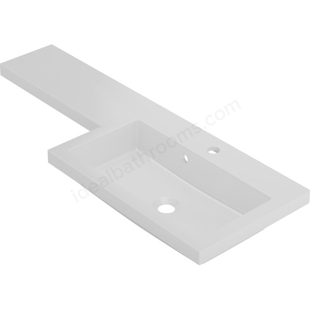 Swan Shenley 1107mm x 390mm 1 Tap Hole Right Handed L Shape Mineralcast Basin - White