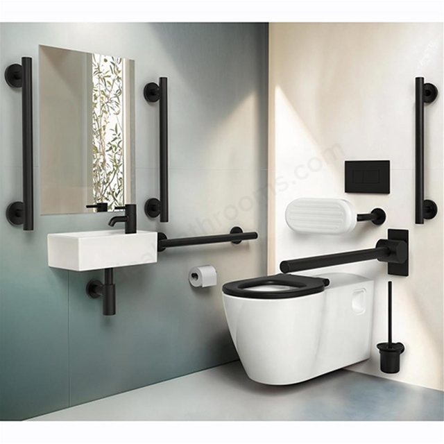 Armitage Shanks Concept Freedom Wall-mounted WC Doc M Pack w/ Black Rails - Left Hand (RH Basin)