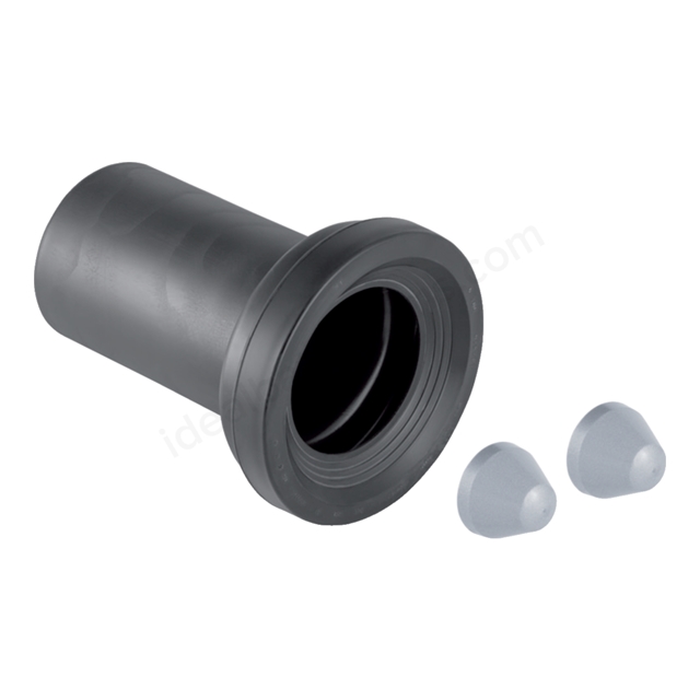 Geberit 90mmØ Straight Connector & Sleeve 180mmL, Matt Chrome Caps