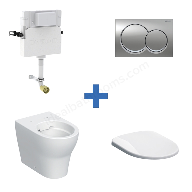 Geberit Back-to-Wall 4-in-1 Cistern, Flush Plate, Selnova Rimless Pan & Soft Close Seat Pack