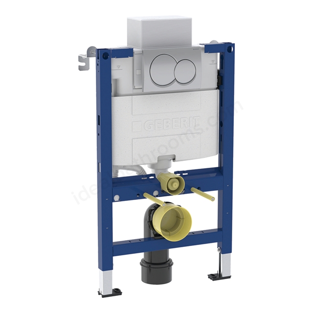 Geberit Alpha 82cmH Frame & Cistern; plus Chrome Round Flush Plate 