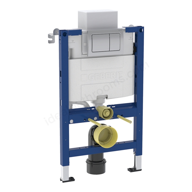 Geberit Alpha 82cmH Frame & Cistern; plus Chrome Square Flush Plate 