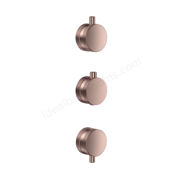 Scudo Concealed Knurled Handle 3 Pack (1 Thermostatic, 2 Flow) - Brushed Bronze