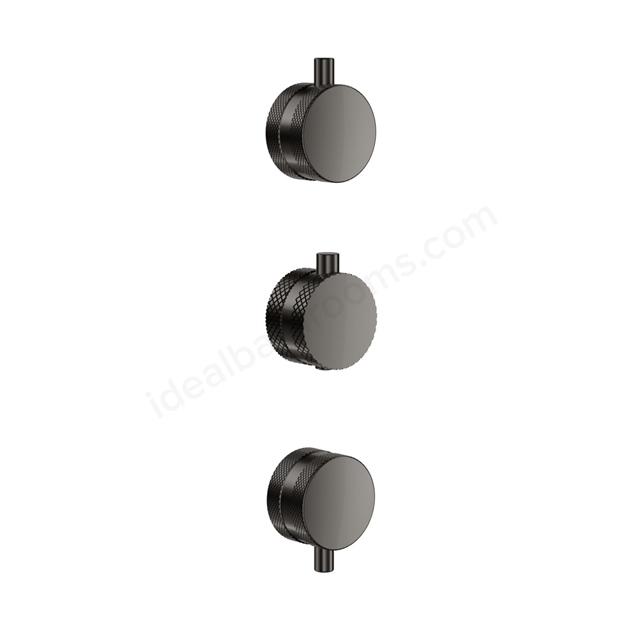 Scudo Concealed Knurled Handle 3 Pack (1 Thermostatic, 2 Flow) - Gunmetal