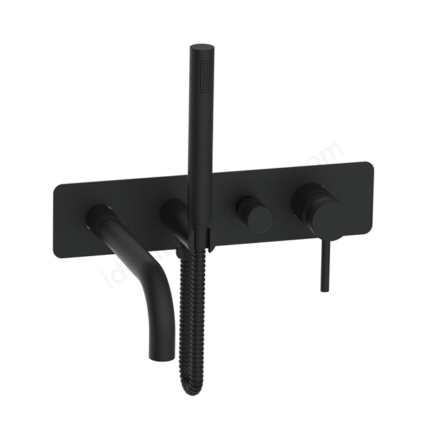 Scudo Core Wall Mounted Bath Shower Mixer & Handset - Matt Black
